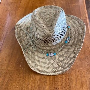 Straw hat with western detail on brim